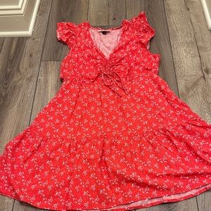 Target Red/Orange Floral Dress with Ruffle Sleeves